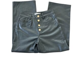 Zara Faux Black Leather Women Cropped Pants  S